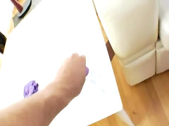 brunette like her red toy in her ass