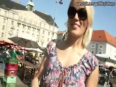 Blondie amateur payed for hardcore banging in public market