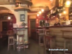 Czech barmaid fucks for cash at bar