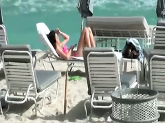 Sunbathing beach babe ends up fucked by a lucky pervert guy