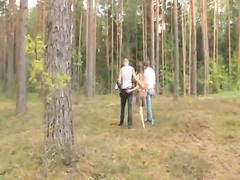 Amateur serbian threesome in the forest
