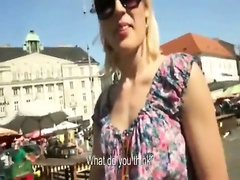 Hot blonde amateur girl takes money and gets railed in public