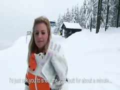 Slutty euro babe picked up on the ski hill then banged for cash
