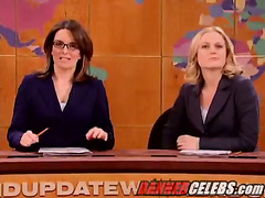 Busty news anchors live on TV
