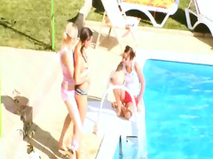 Three girls masturbating at pool