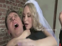 Blonde newly wed busty mistress takes her husband by surprise in