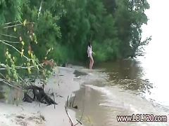 Brunette loly naked by the river
