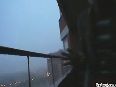 A blowjob on the balcony in an early morning